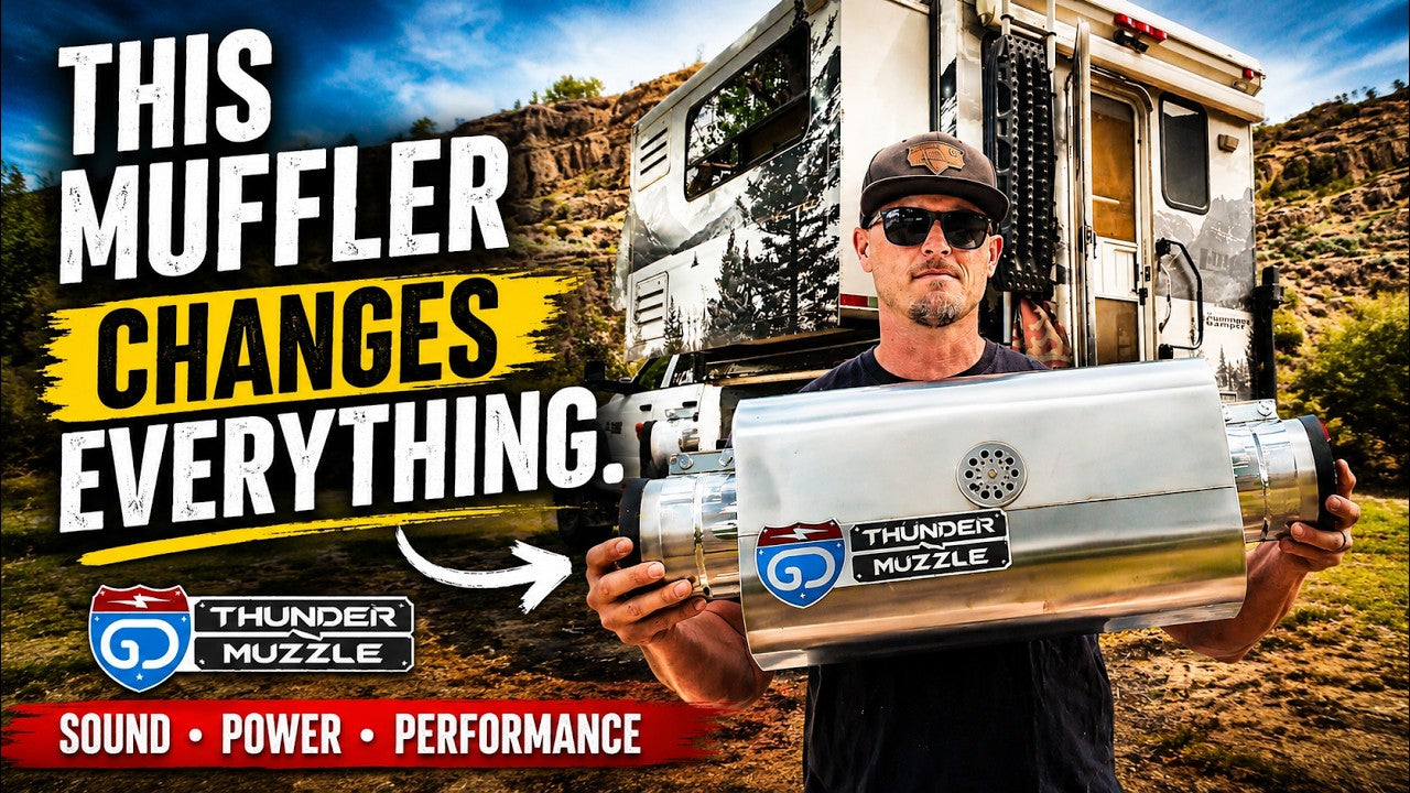 Load video: Full-time truck camper travelers check out the Thunder Muzzle
